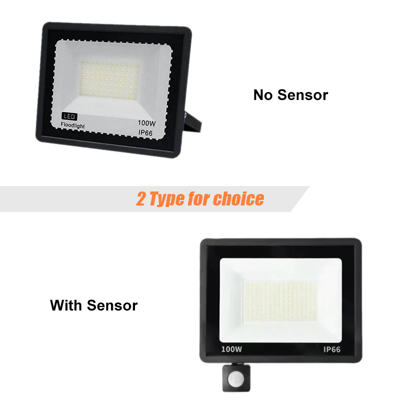 Led-projektør spotlight med sensor udendørs belysning 6500k vandtæt garage fitnesscenter gadeport væglamper projektører  ac220v