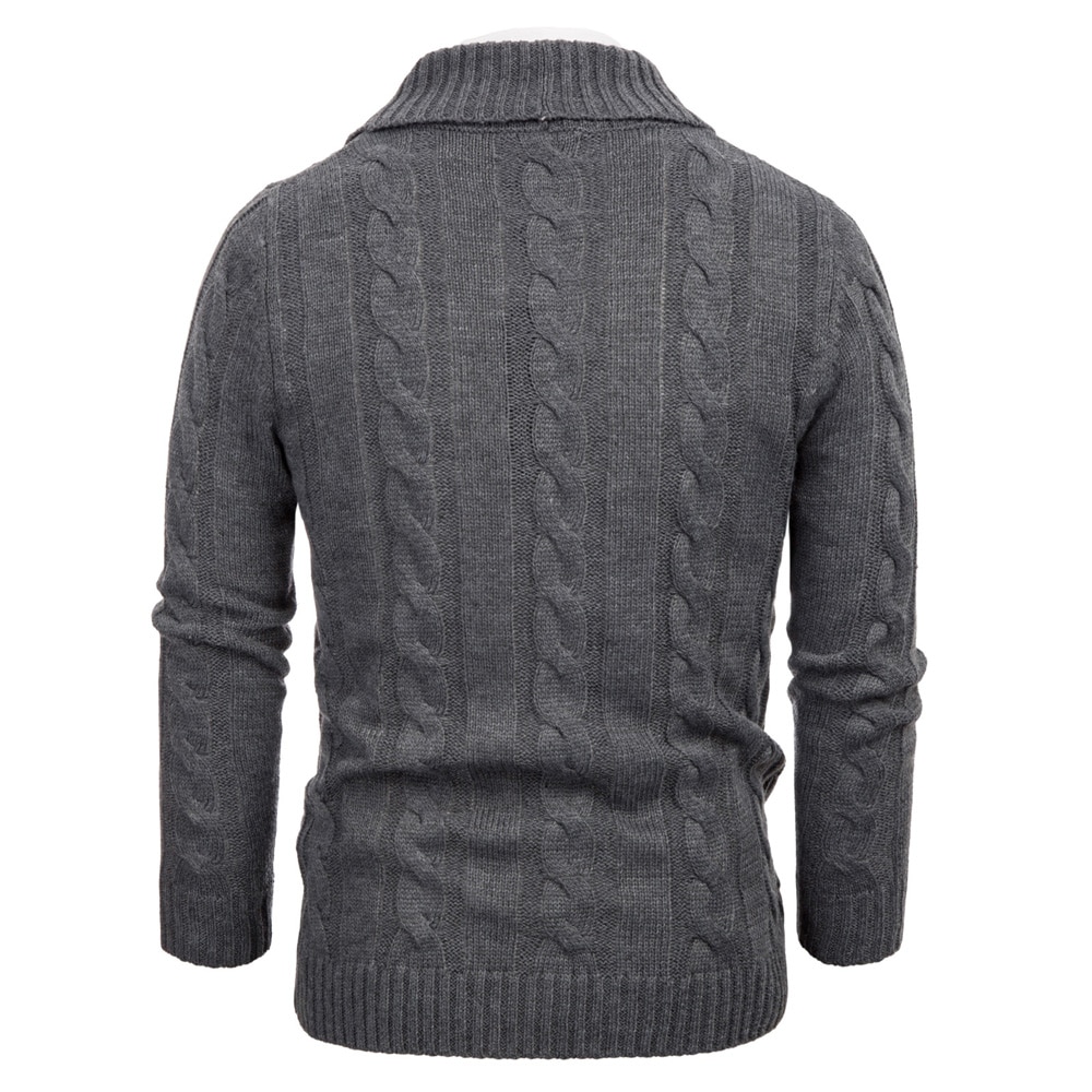 Mænd strik toppe efterår vinter tøj varm formet strik sweater cardigan outwear tykkere ensfarvet mandlig