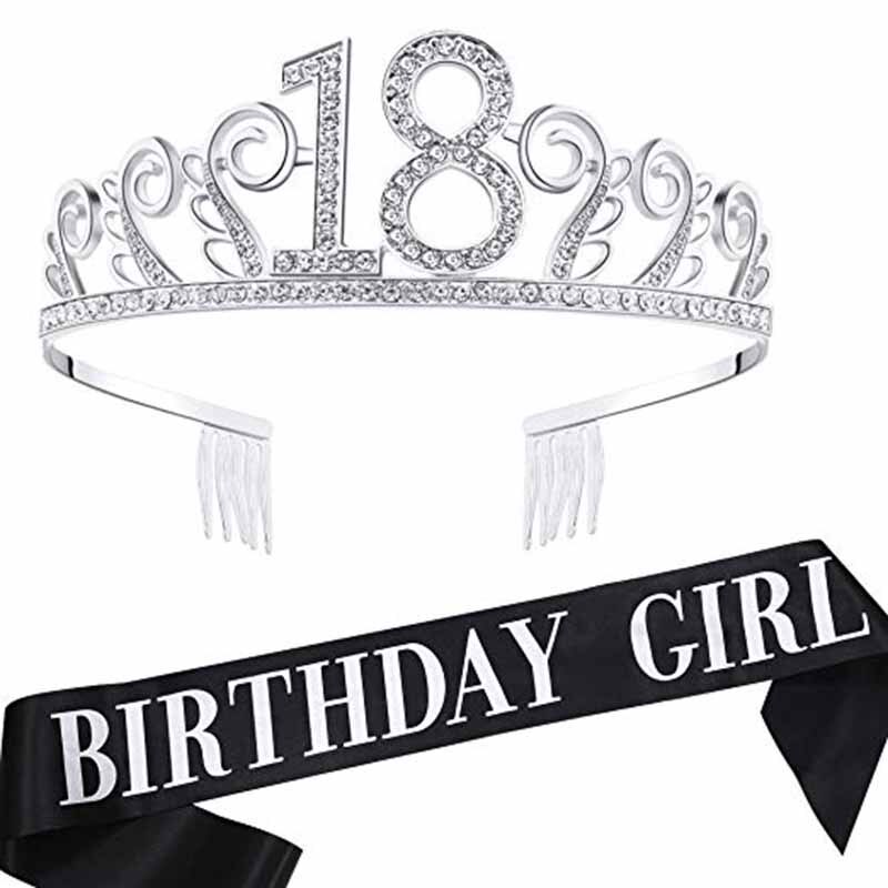 Tiara de princesa corona marco 18th 20th 21st 30th 40th 50th 16 18 21 30 40 50 años feliz de decoración para de cumpleaños