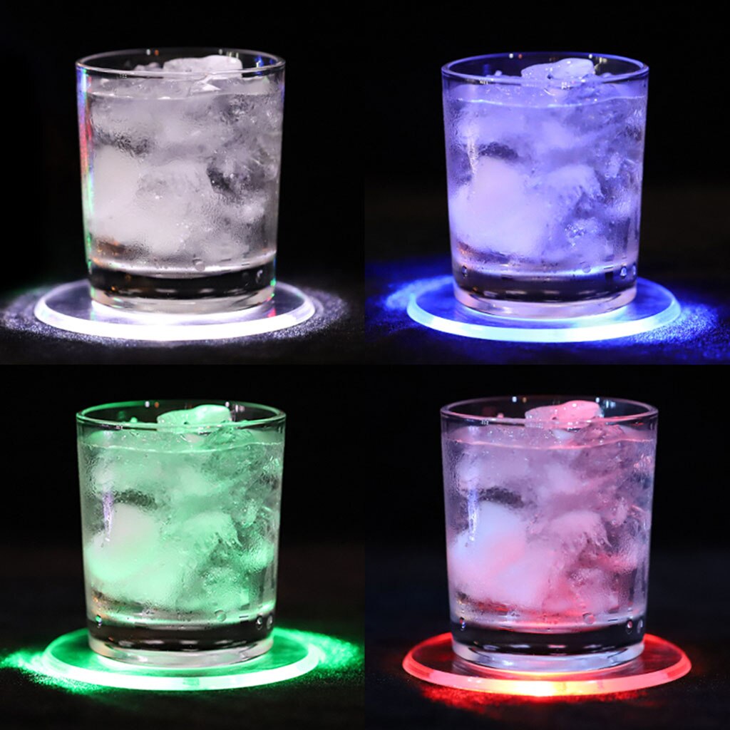 Posavasos LED acrílico ultrafino redondo, para Copa tapete, posavasos de cóctel, Flash, barra de iluminación, lámpara Base, individual, 1 ud.