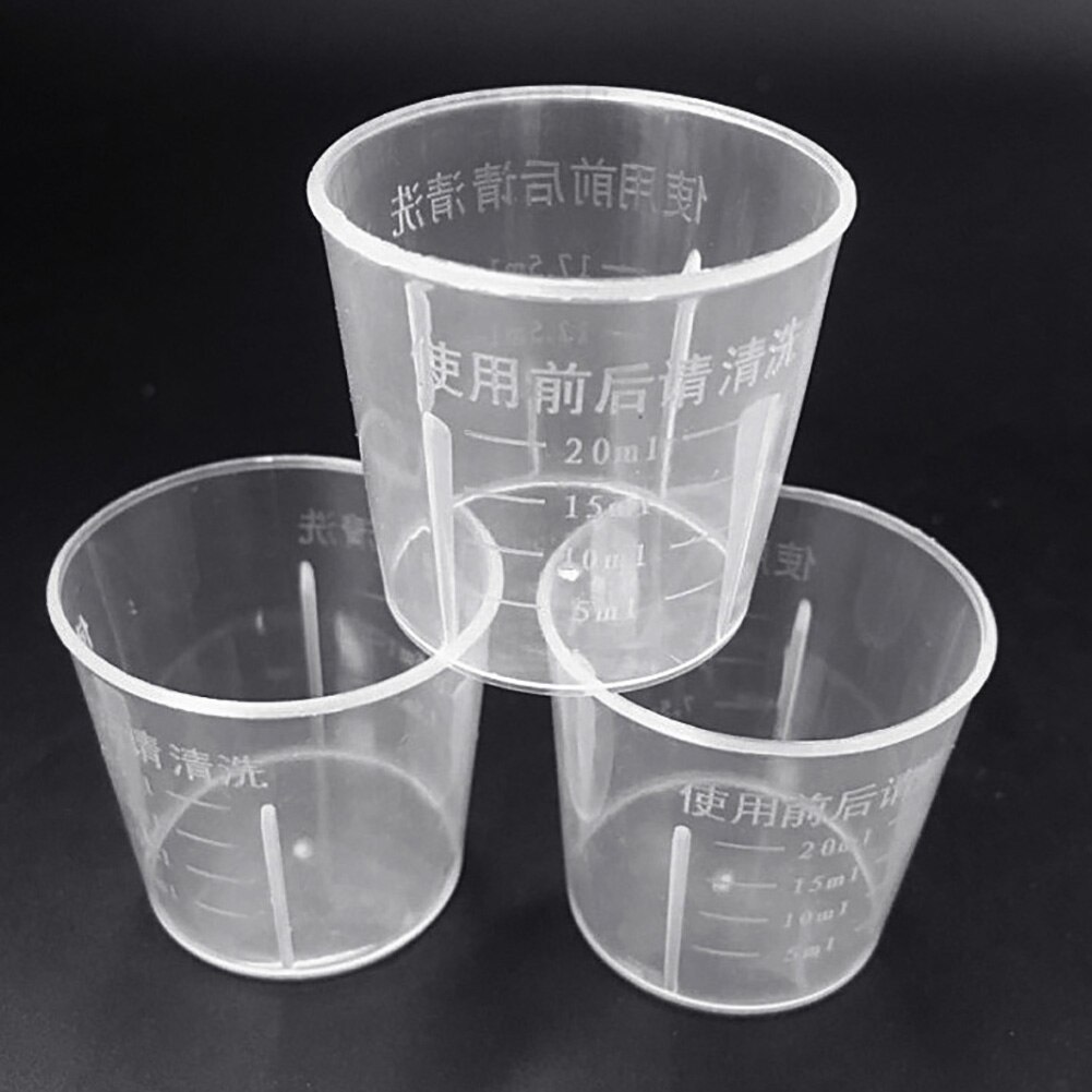 10Pcs Kitchen 20ml Portable Clear Plastic Graduated Measuring Cup Container