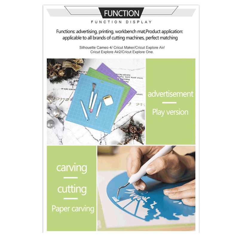 3 Pcs PVC Cutting Mat Grid Cutting Pads Cutting Plotter Pad Replacement Accessories for Cricut Maker