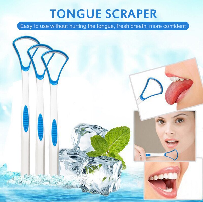 3 Kleuren Antislip Handvat Tong Borstel Mondhygiëne Houden Frisse Adem Tongschraper Tandenborstel Verwijderen Tong Oral Care TSLM1
