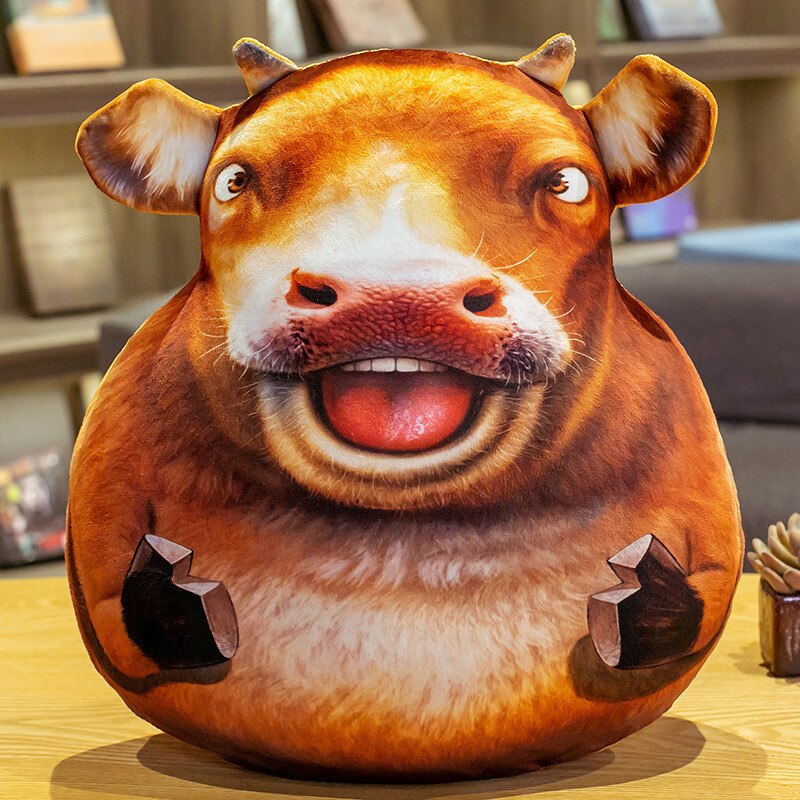 Maak vreemde parodie rundersimulatie kussen oud vee eet jong gras opschep kussen voor leunen leeftijdscategorie modelnummer vulling: F