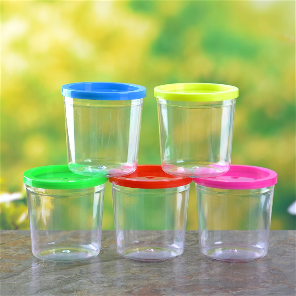 Plastic Mini Aquarium Transparante Cup Met Deksel Voor Betta Kwallen Container Willekeurige Kleur Draagbare