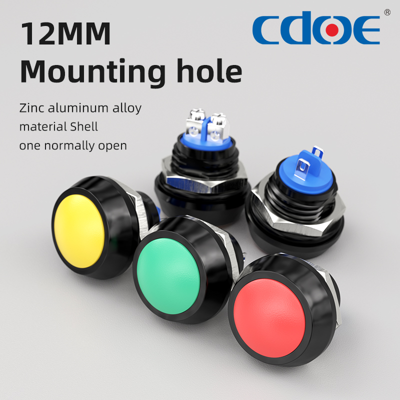 12 mm 1/2 Zoll Montageloch, IP65, bunt, gewölbter Mini-Schraubklemmen/Stiftklemme, wasserdichter Momentan-Drucktastenschalter