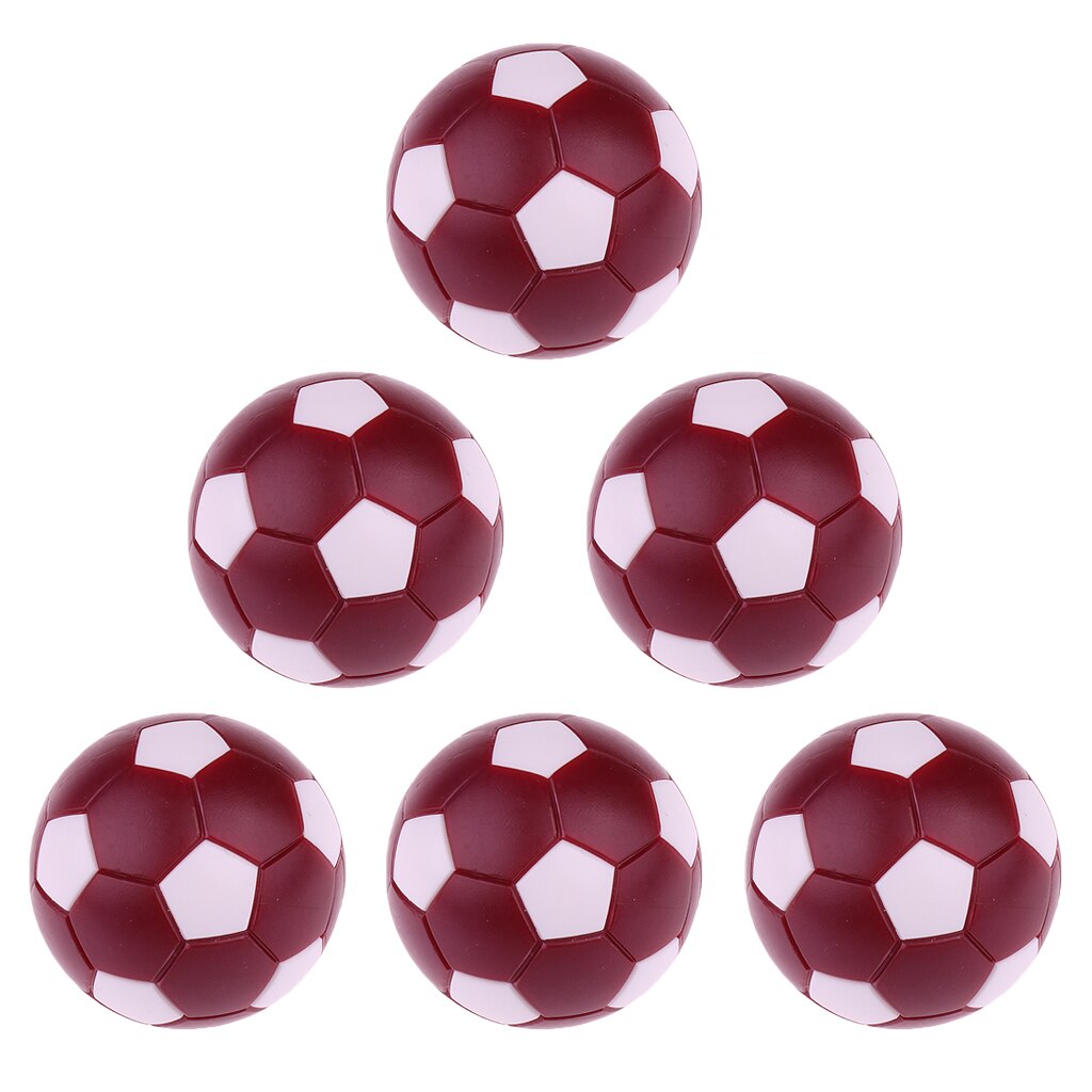 6 stykker 36mm bordfodbold bordfodbold bordfodbold holdbare erstatningskugler: Mørkerød