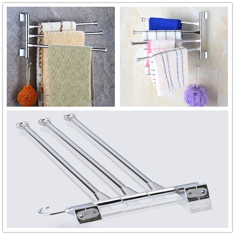 Swivel Towel Rack Stainless Steel Heavy Duty Wall Mounted Towel Shelf Towel Holder Towel Rack for Hotel Bathroom Home