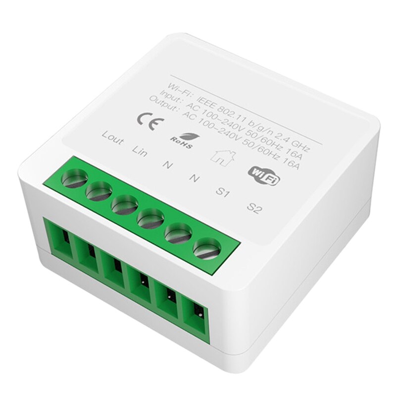 Intelligent Switch Module,Breaker Module 16A Tuya Wifi Home Life APP Remote Control For Google And Alexa Work With: Light Grey