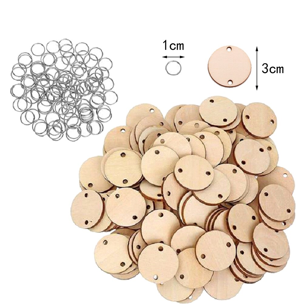 200pcs DIY Calendar Reminder Record Round Wood Piece Plaque Home Decor Pendant Teaching Supplies for Office Home