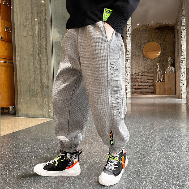 2022 primavera Casual lettera modello pantaloni bambini tinta unita Sport pantaloni lunghi allentati per bambini ragazzi adolescenti 5 6 7 8 9 10 11 12 14 anni