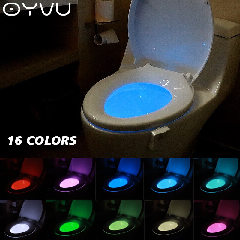 8/16 farben Nacht Leuchtet Batterie Betrieben Luminaria Lampen Wasserdicht Wc Licht PIR Bewegung Sensor Schlecht Lampe LED-hintergrundbeleuchtung