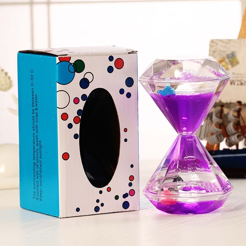 Diamant Vorm Drijvende Vloeibare Motion Waskolf Timer Dier Olie Zandloper Bureau Speelgoed