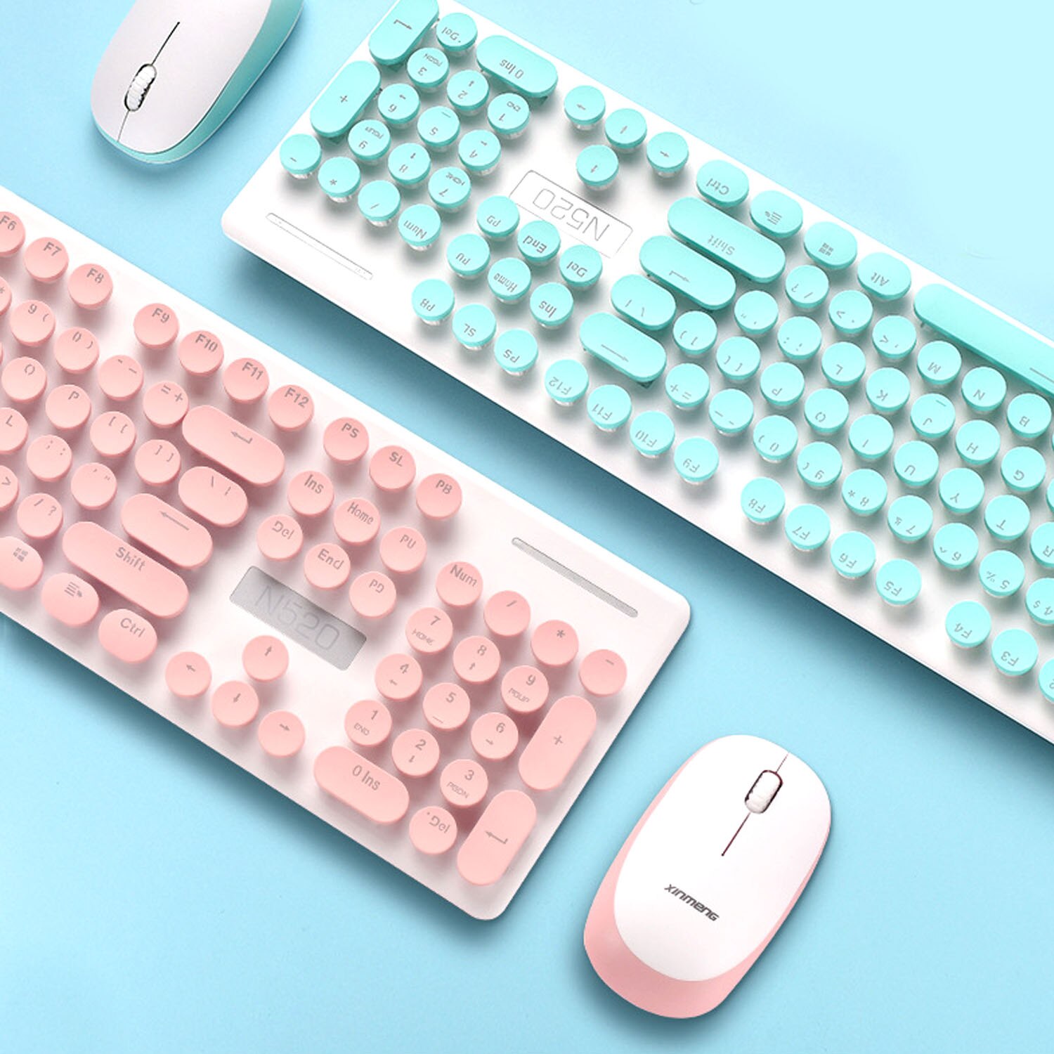 Ääninen retro kirjoituskone tyyli langaton 104 näppäintä näppäimistö näppäimistö näppäimistö söpö hiiri pc pöytätietokone kannettava kotitoimisto