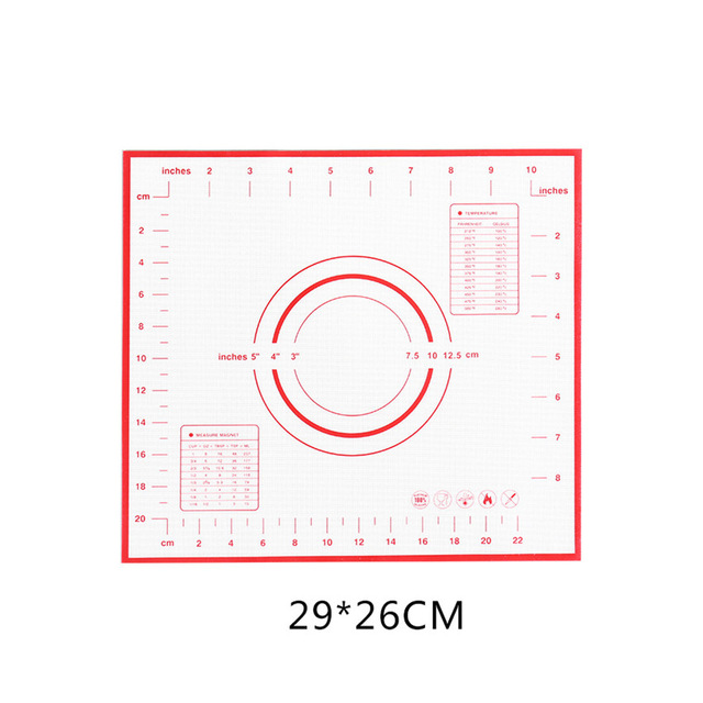80*60 CM/70*50 CM/60*60 CM Grote Maat Non_Stick Siliconen Bakken Mat herbruikbare Bakken Mat Cake Bakken Decorating Gereedschap Cake Schrapers: 29x26CM Red