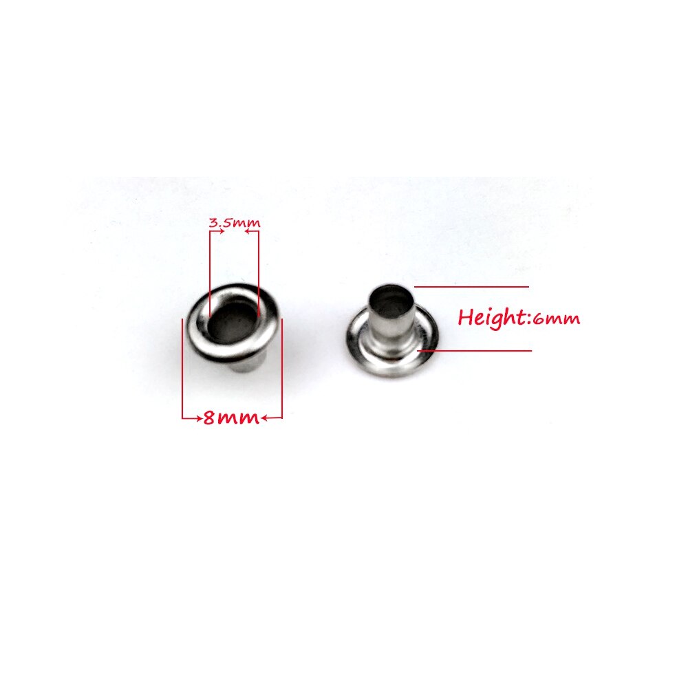 500 sets inner diameter 3.5mm colored Eyelets Paint pores Metal holes Bags decorative fish eye closure