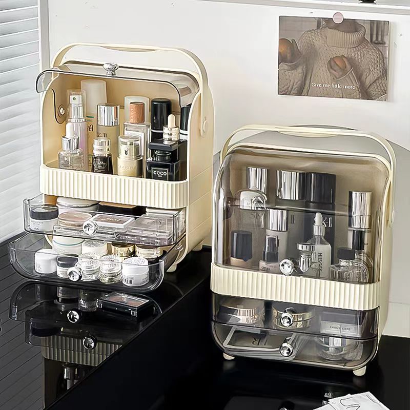 Pyłoszczelna gablota kosmetyczna robić przechowywania kosmetyków próżność Organizer z przezroczystą pokrywką Przenośne pudełko robić przechowywania kosmetyków na blacie