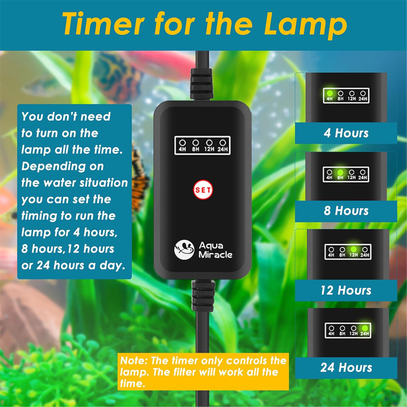 Neuer Wasserfilter für Aquarien mit UV-Lampe, Aquarium-UV-Sterilisationsfilter, Licht zur Algenentfernung, 8 W, automatische UV-Lampe mit Timer