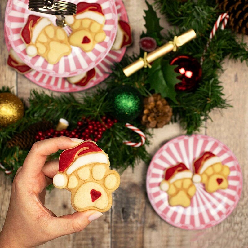 Santa Claus Paw Plastic Cookie Cutter Cake Biscuit Mold,Christmas Baking Tool, Pets dog cookie stamp,puppy stamp