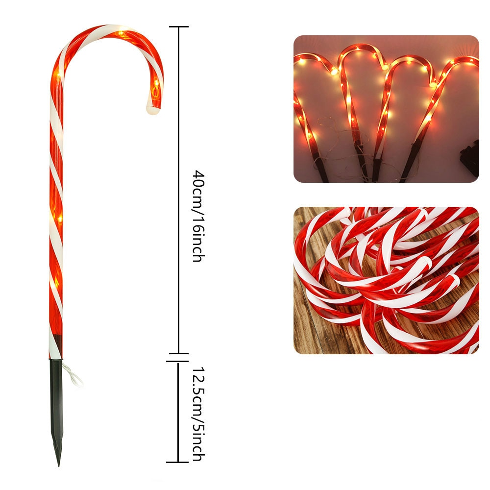 Usb Christmas Light Pathway Candy Cane Loopbrug Licht Aa Powered Straat Lamp Outdoor Tuin Yard Jaar Decoratie Lamp