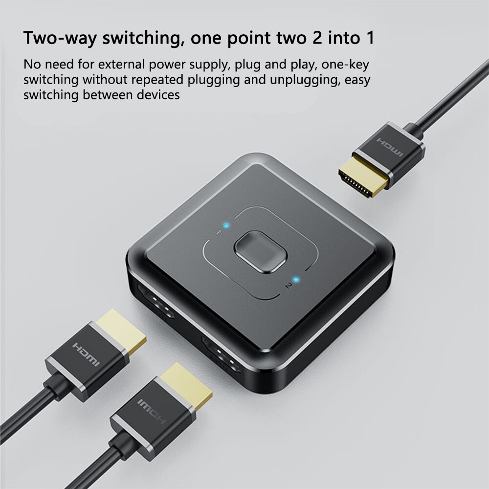 KuWFi 4K Two-Way HDMI Splitter 1x2/2x1 HDMI Bidirectional Switcher for Laptop PS4/Xbox Projector/ Sharing Monitor Plug and Play