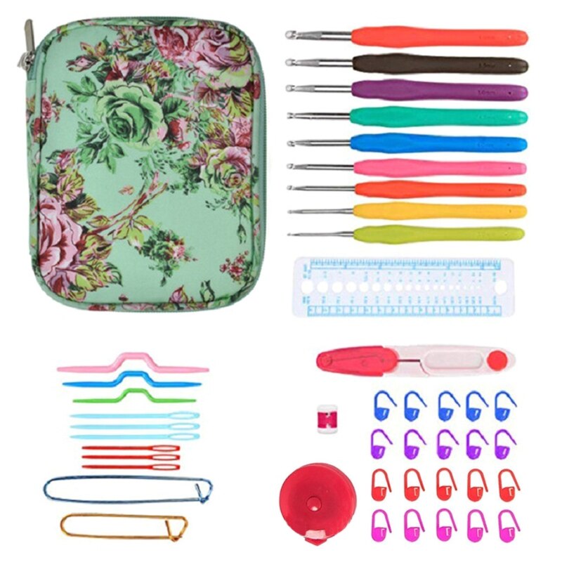 45Pcs Ergonomic Crochet Hook Needles Set with Storage Case Organizer Knitting Accessories DIY Hand Craft Knitting Tools: 7HH1403194-2