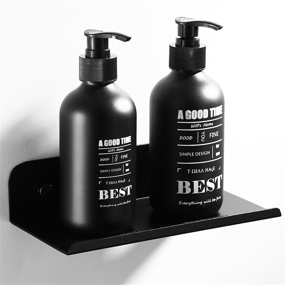 Black Shower Caddy Floating Bathroom Shelf Wall Mounted Bath Shelves Space Aluminum Bath Fixture Shampoo Accessories Storage