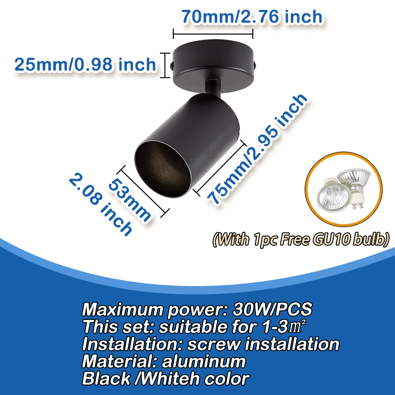 Faretto da soffitto per telecamera da letto Gu10 Faretto da parete moderno a binario flessibile per soggiorno, cucina, illuminazione a binario, bagno, dormitorio: Blu