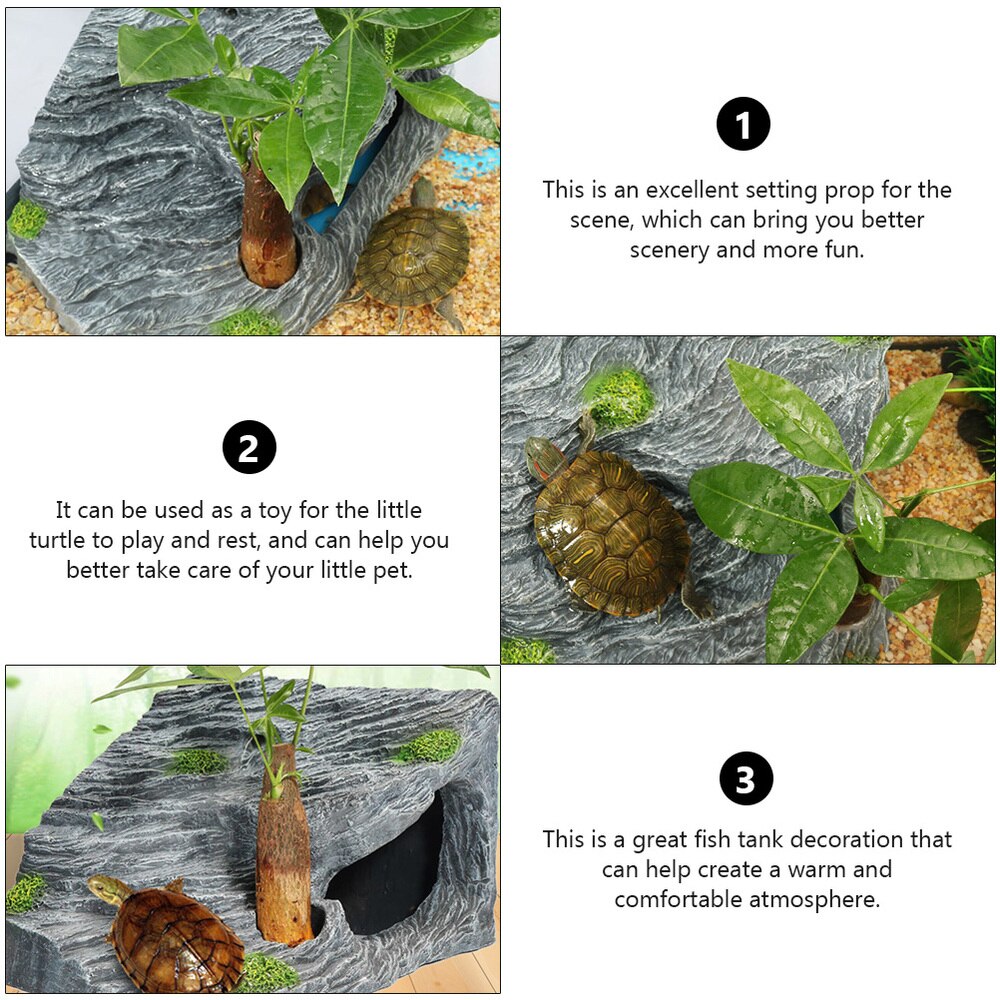 1Set Aquarium Fish Tank Decor Tortoise Climbing Tortoise Terrace Ornament