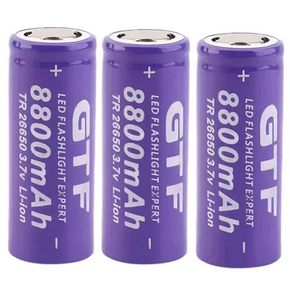 GTF - rechargeable lithium-ion battery for LED flashlight, battery, 26650 3.7V 8800mah.