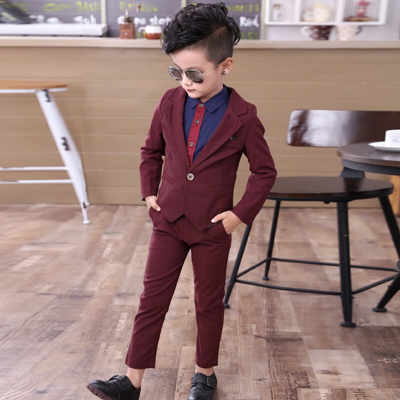 Børn forårs tøj formelt jakkesæt sæt børn blazer+lange bukser 2 stk outfits drenge tøj jakkesæt fest børne tøj