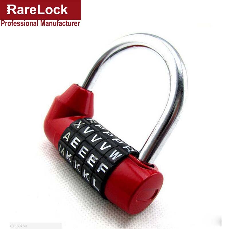 Candados de combinación de código con 5 letras para puerta, candados para gimnasio, Maleta, equipaje y bicicleta, Rarelock A: Red