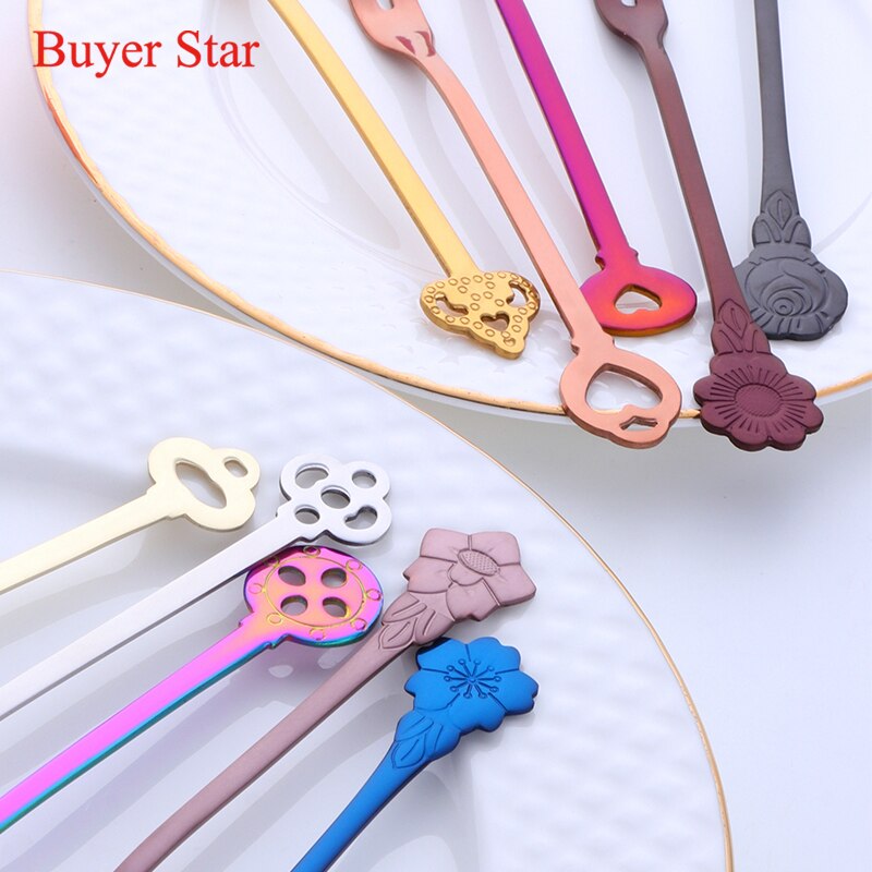 10PCS/Set Fruit Forks Stainless Steel Gold Cake Dessert Forks Lovely Mini Fork Used For Cake in Party Restaurant With Box