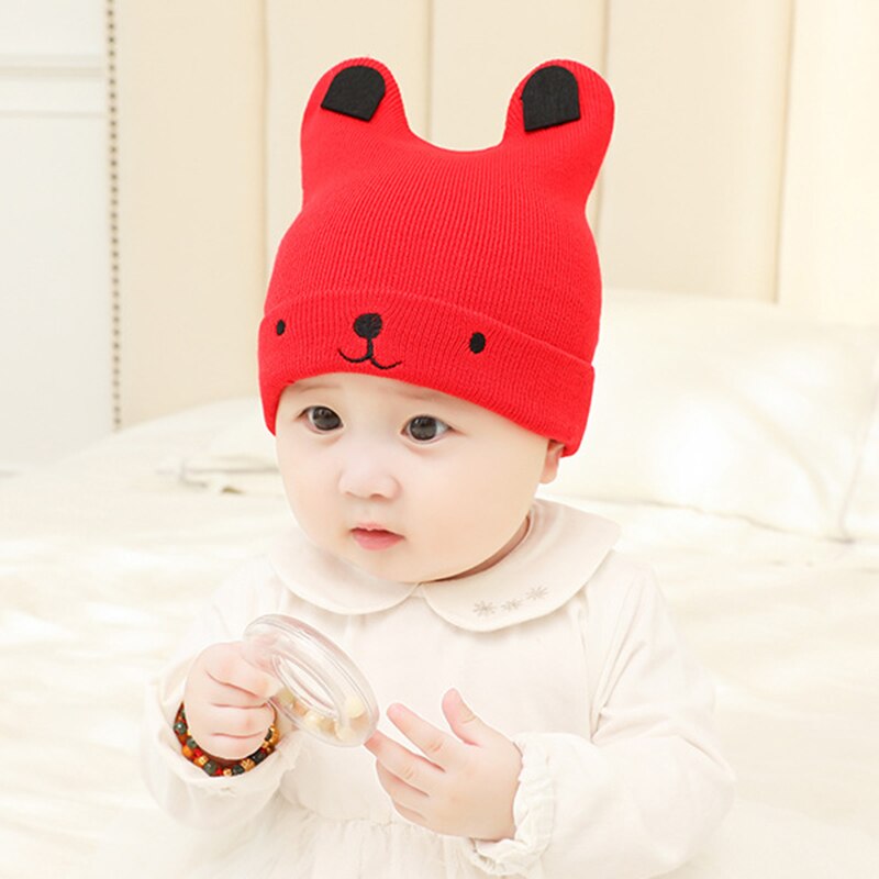 Baby Knitted Cap Autumn Winter Cartoon Puppy Pattern Set Head Hat Leisure Solid Color Baby Keep Warm Wool Caps TG0089