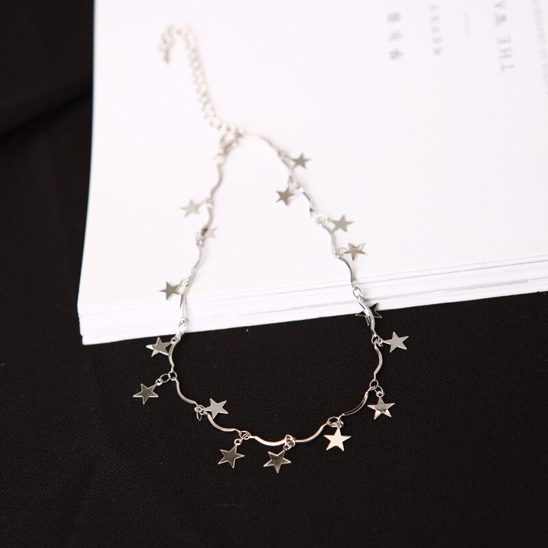 South Korea Bijoux fine simple star chain clavicle short section wave necklace manufacturers Statement Necklace