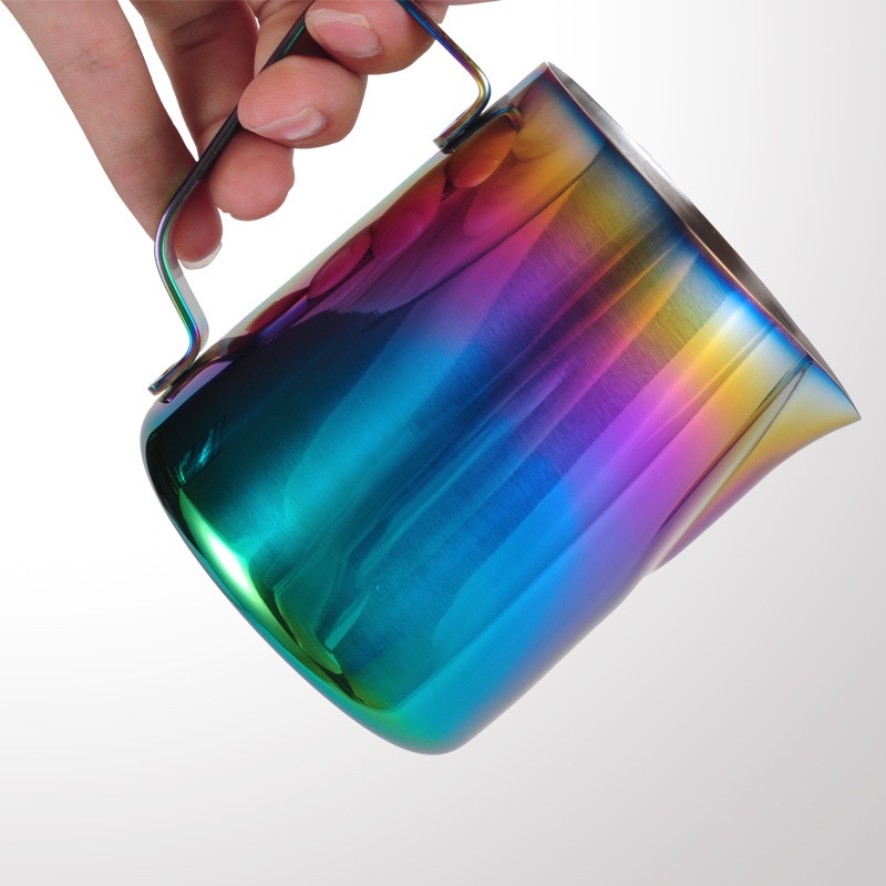 Stainless steel color drawing cup 600ml drawing cup milk foam cup playing cup fancy milk cup kitchen coffee utensils
