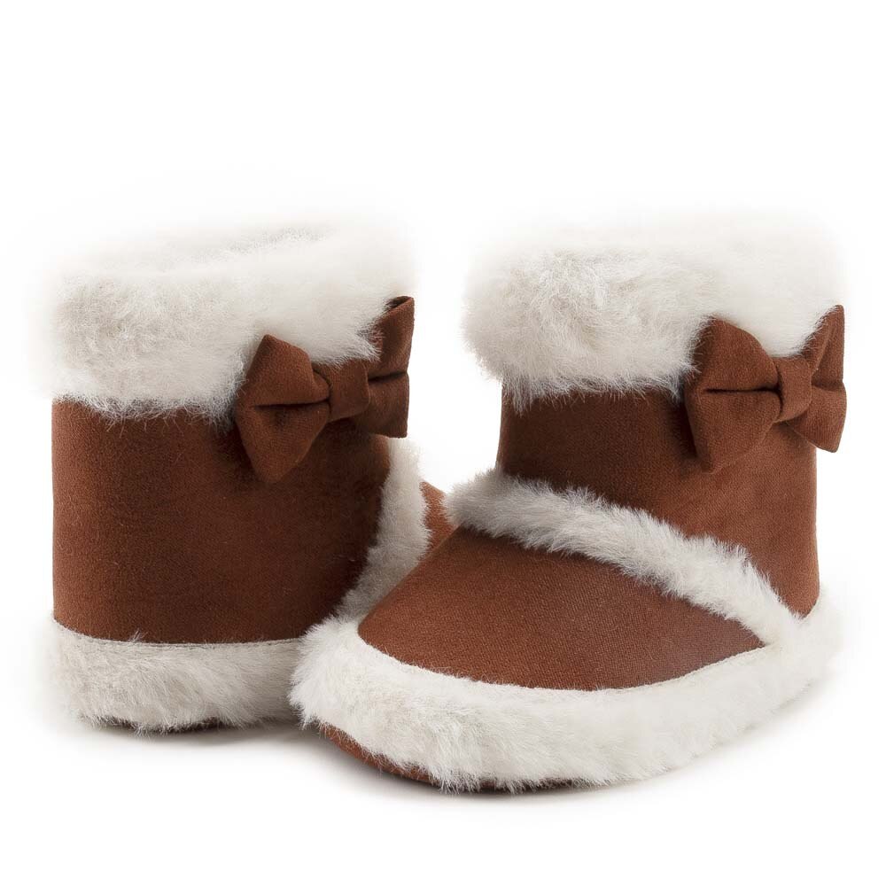 Baby Jongen Meisje Laarzen Schoenen Mode Winter Warm Sneeuw Zachte Laarzen Effen Kleur Elegante Strik Breien Katoen Wol Half Laarzen 0-18M