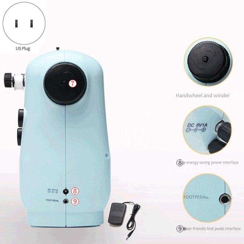 NHBR-Household Multi-Function Sewing Machine Electric Micro-Sewing Machine Mini Sewing Machine US Plug