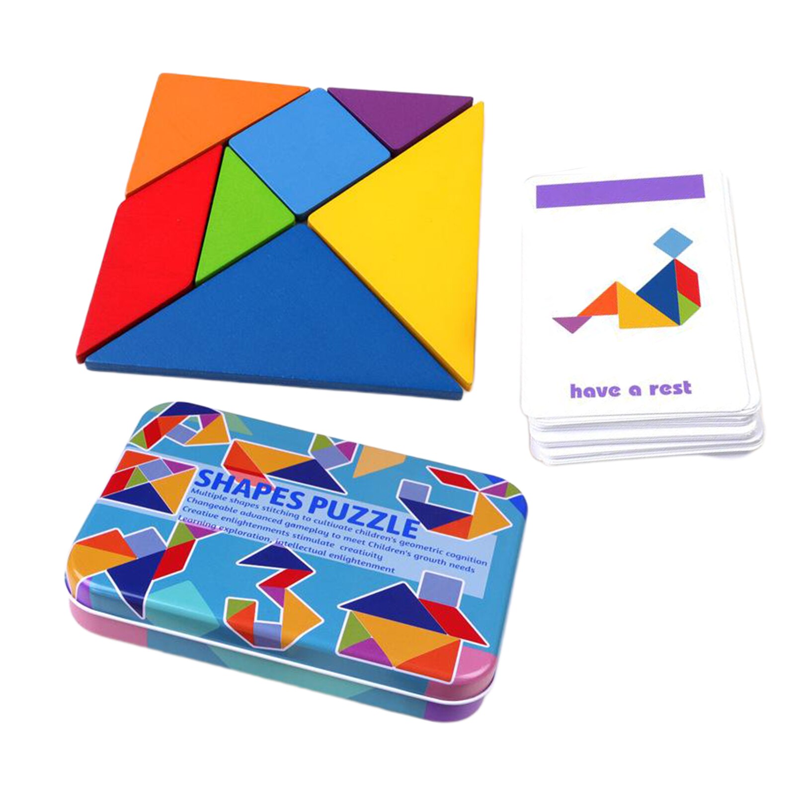 Travel Tangram Puzzle Jigsaw Pattern Block Sorting Game Toy