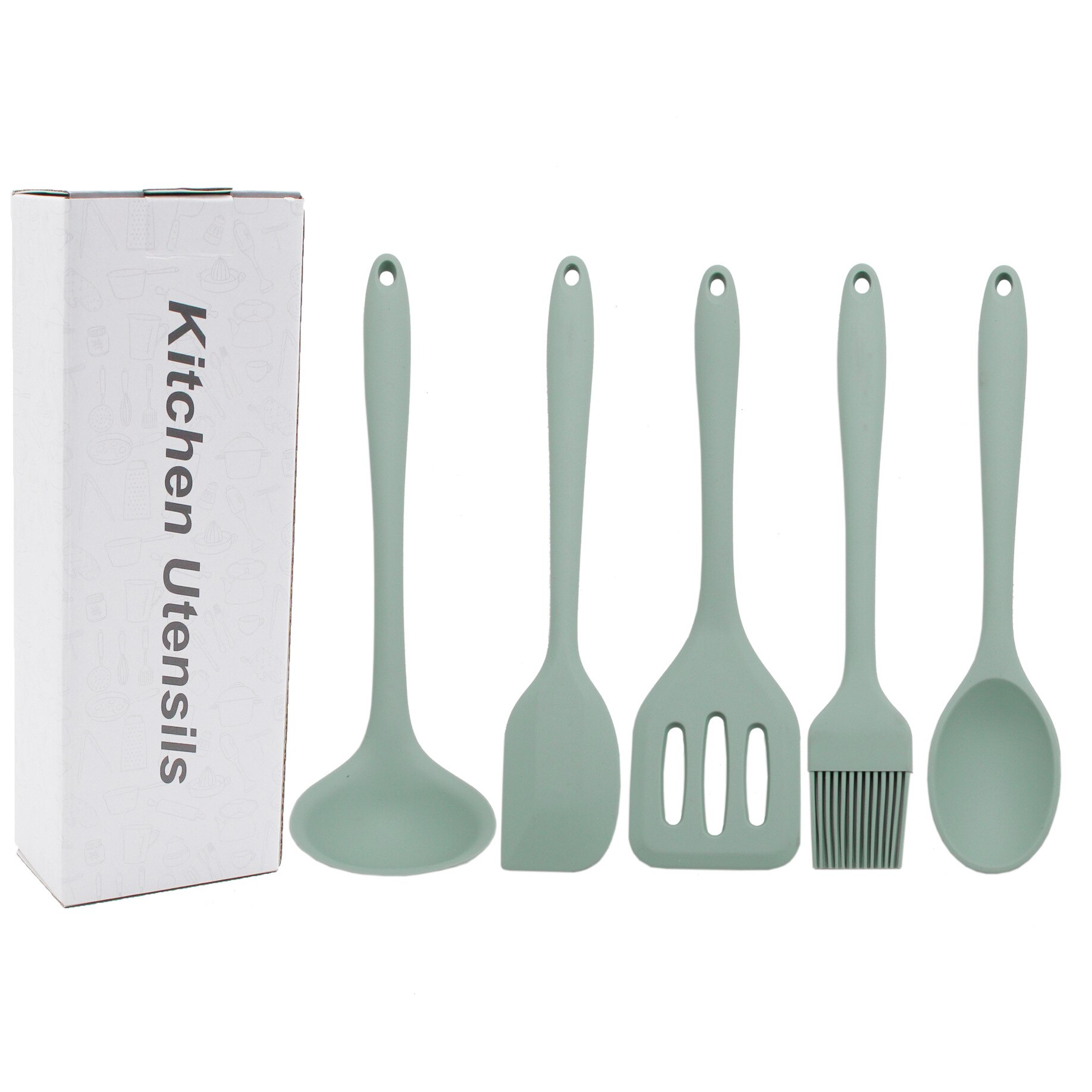 Red Kit Silicone Kitchen Utensils Silicone Cooking Utensils Set Non-stick Spatula Shovel Cooking Tools Set Accessories: Green