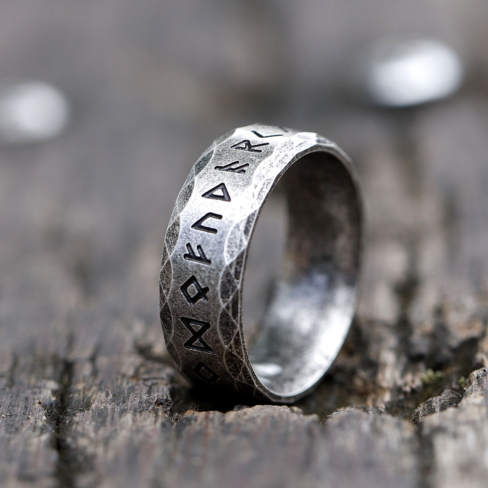 Men's 316L stainless-steel rings retro Odin Viking rune for teen RING Amulet Jewelry