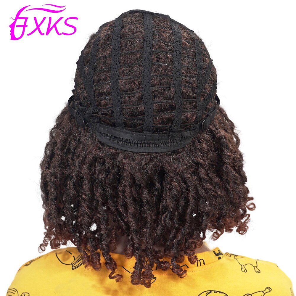 Dreadlock Gevlochten Twist Korte Pruiken Zwart Bruin Ombre 30 Kleur Synthetisch Haar Faux Locs Pruiken Afro Krullend Synthetische Pruik 6inchesfxks