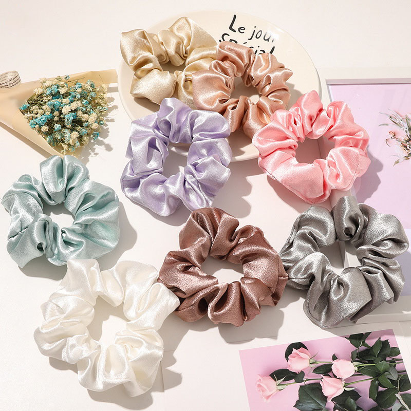 Scrunchies de satén de Color sólido de Corea para mujeres, coletero saten pelo mujer gomas de pelo saten negro y rojo coleteros de seda satin scrunchies cuerda para el cabello, tocado
