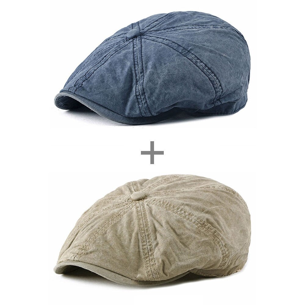 [AETRENDS] de Denim de algodón octogonal sombreros para hombres de Ivy Gatsby taxista conducción sombrero gorra Z-6833: Blue and Khaki