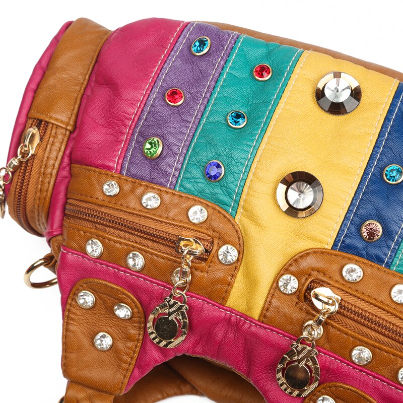Luxus Weichem Leder Tote Handtaschen für Frauen Retro Umhängetasche Diamant Schulter Tasche Dame Multi-Tasche Crossbody Hobos tasche