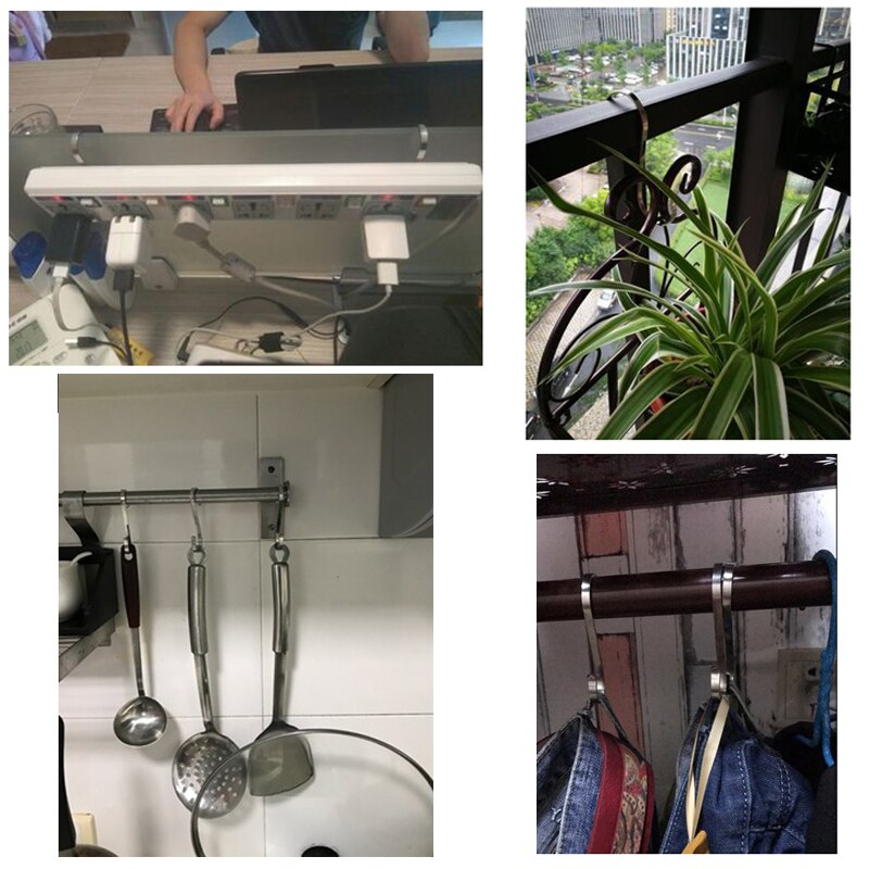 10PCS S Shape Hanging Hooks 304 Stainless Steel For Kitchen Hanging Pots And Pans Handbag Hanger