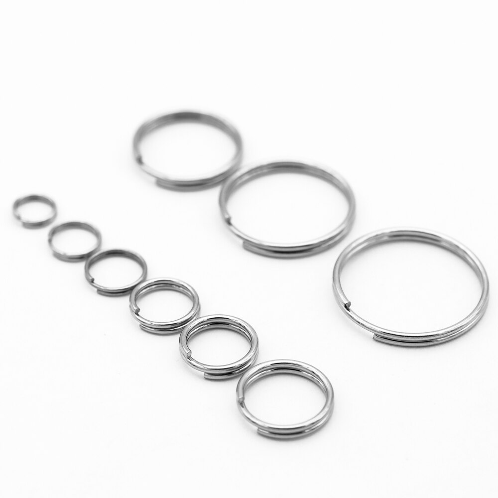 100pcs/lot 6-20mm 304 stainless steel Key Holder Split Rings Unisex Keyring Keychain Keyfob Accessories Keychain Making