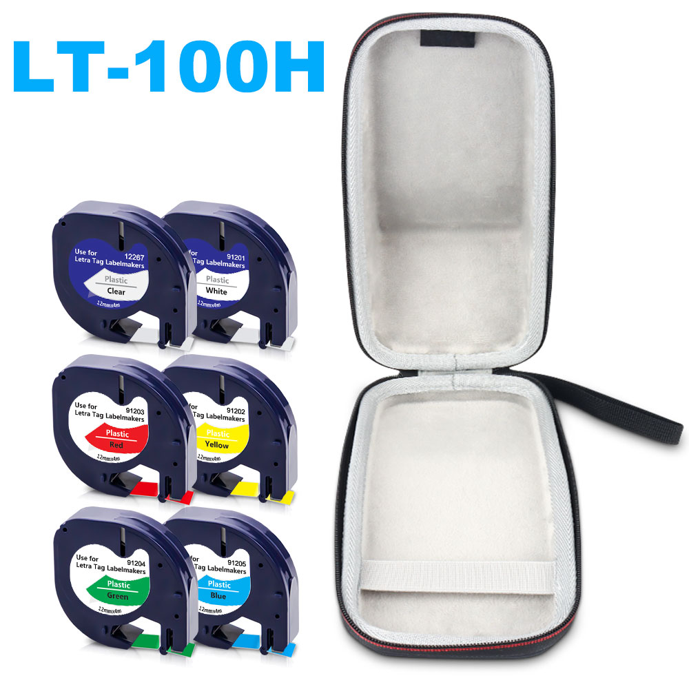 Storage Box DYMO LT100H LT 100H Labeling Machine Case with 6PK Label Tape for Dymo Letratag 12267 91201 91202 91203 91204 91205