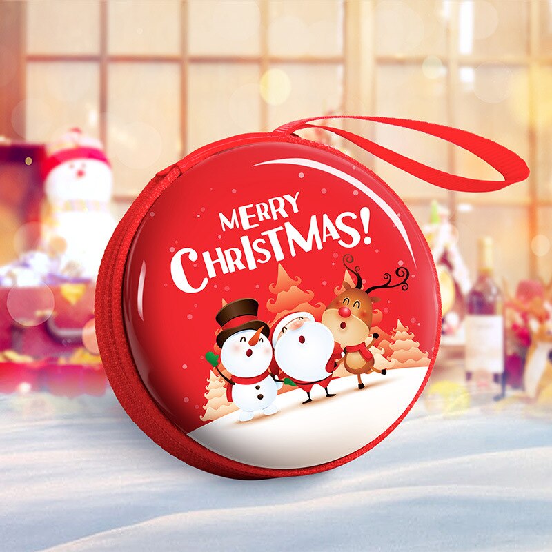 Merry Christmas Coin Wallets Small Coin Pocket Mini Ladies Headphone Collection Pocket Coin Wallet Women Christmas Presents