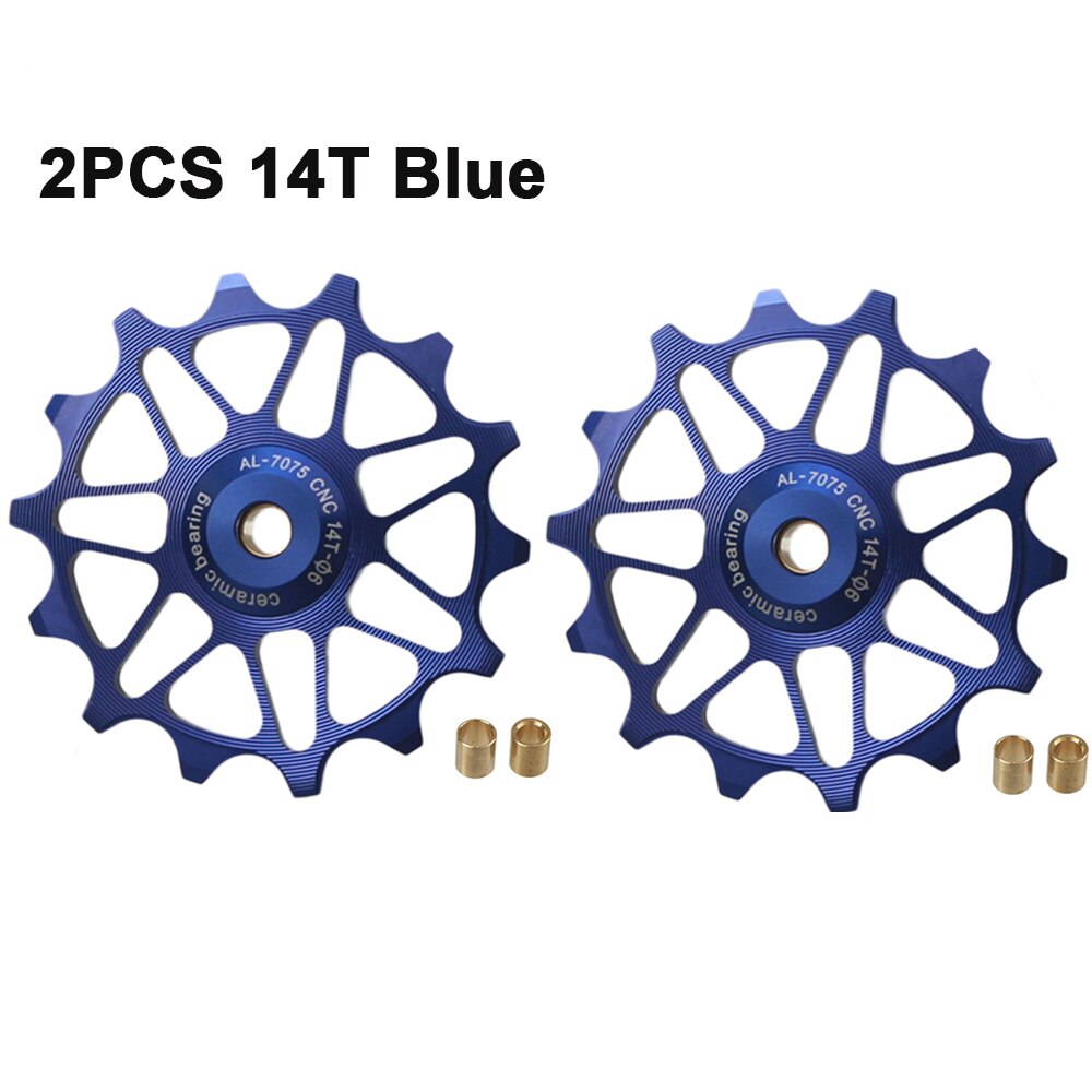 2 stücke 12T 14T Fahrrad Keramik Lagerbier Schaltwerk Rolle führen Rolle Leerlauf Für SHIMANO SRAM DEORE GX Jockey Rad Fahrrad Teile: 14T Blau 2Stck